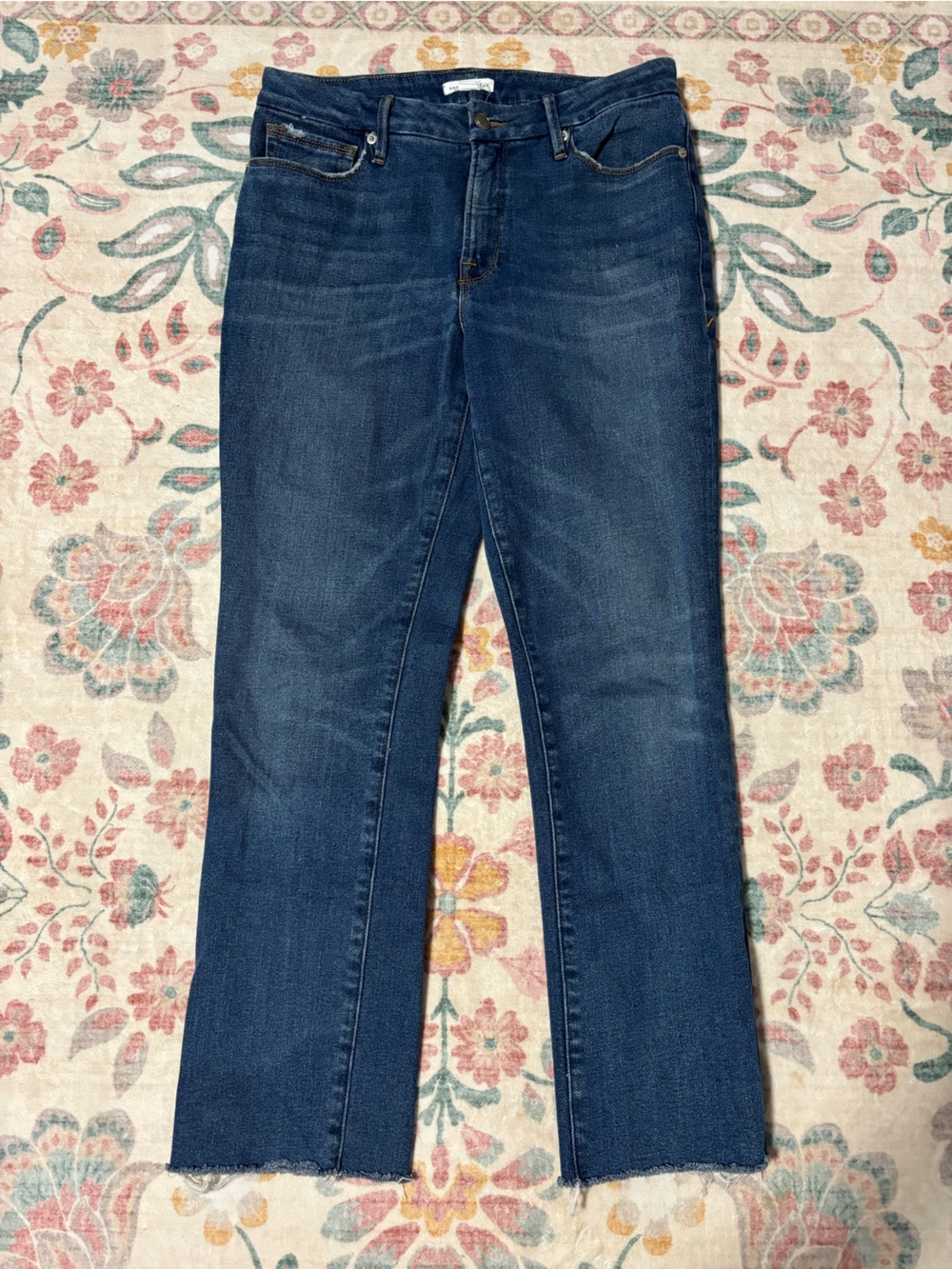 Good American Dark Blue Straight-Leg Jeans